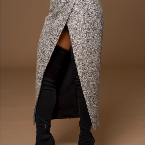 Silver Maxi Wrap Skirt with Slit for Cocktail - Picture 2 of 2